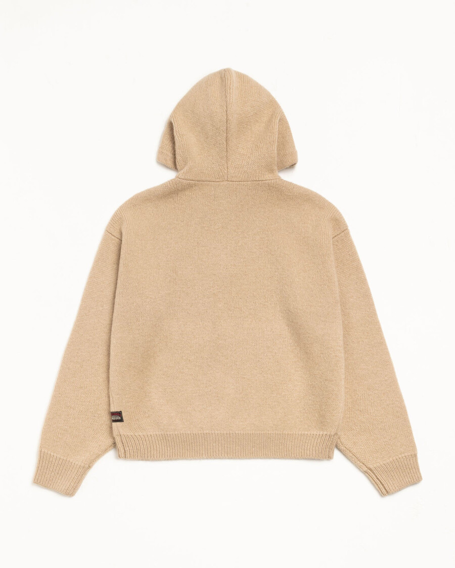 sudadera con capucha de punto con cremallera de un cuarto