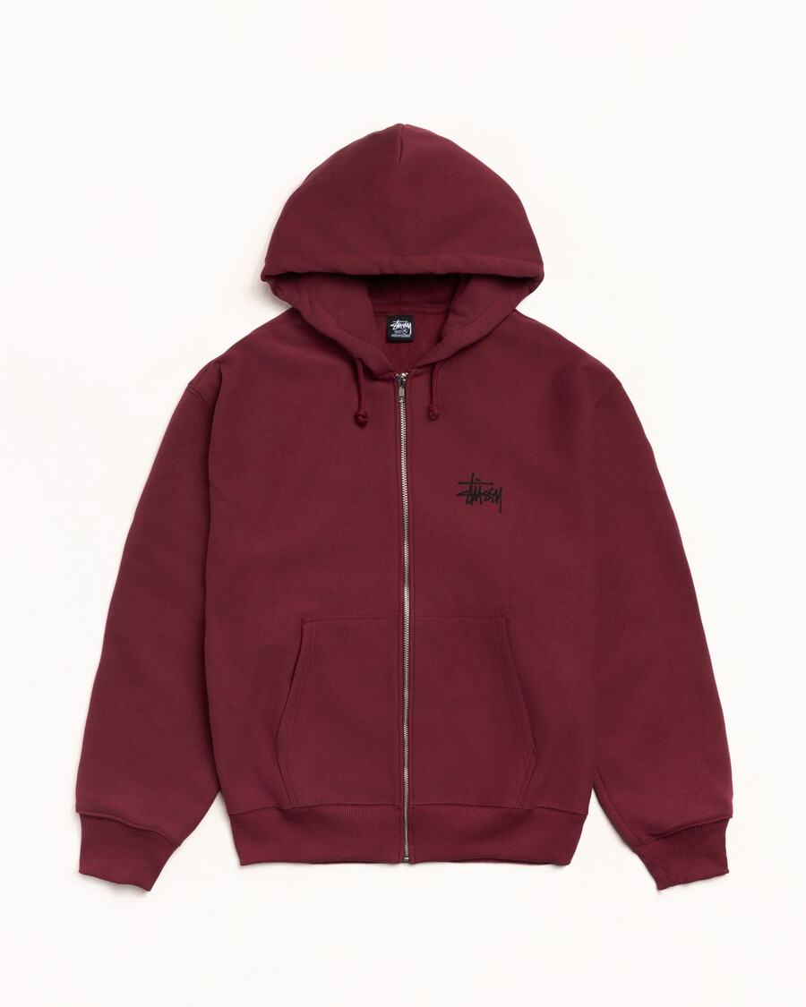 sudadera básica con capucha y cremallera stüssy