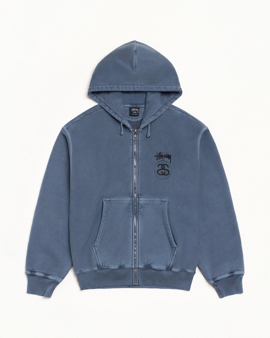 sudadera con capucha y cremallera teñida con pigmentos stock link