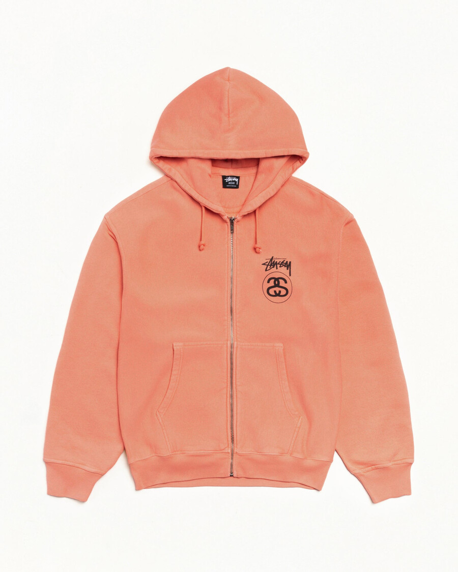 sudadera con capucha y cremallera teñida con pigmentos stock link