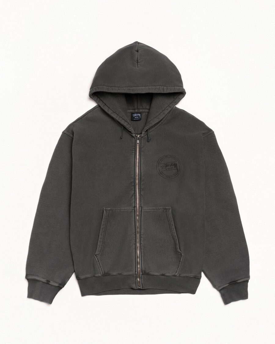 sudadera con capucha y cremallera stüssy wear teñida con pigmentos