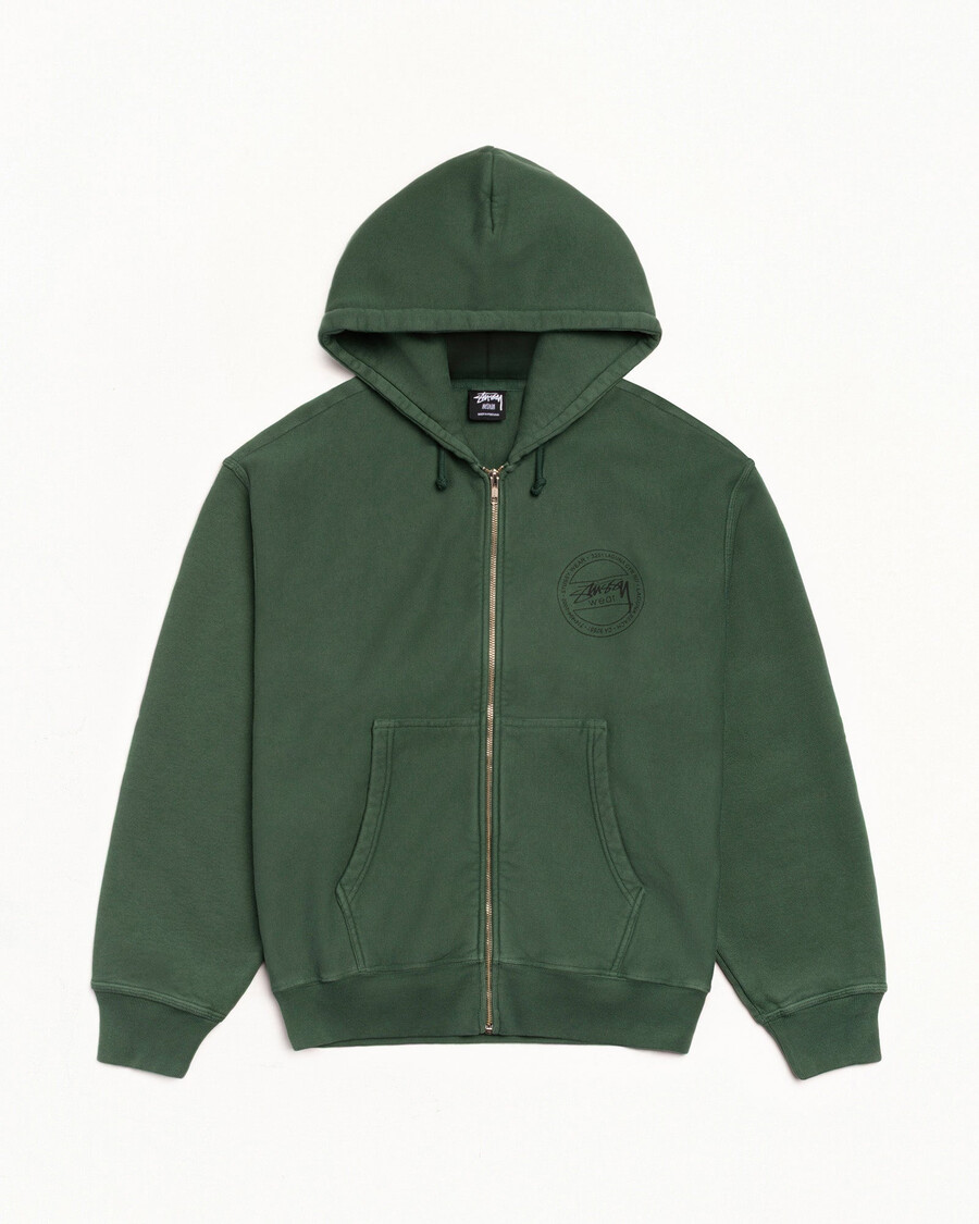 sudadera con capucha y cremallera stüssy wear teñida con pigmentos