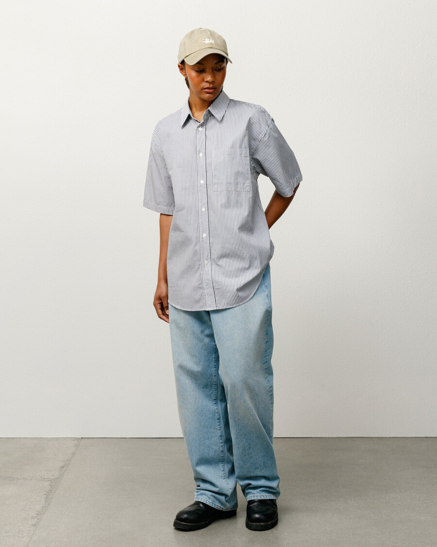 camisa de manga corta cuadrada con rayas de 8 bolas
